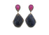 Pave Diamond Ruby and Fancy Saphire Drop Earrings, (DER-104)